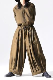 BISHOOL Wool Gabardine Mirrored Button Big Pants mustard