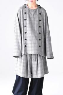 BISHOOL Wool Check Mirrored Button Shirt Jacket