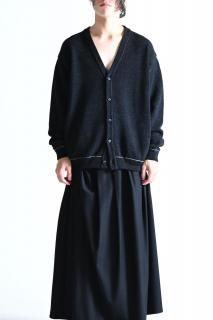 crepuscule Cotton/Wool Moss Stitch Cardigan Black