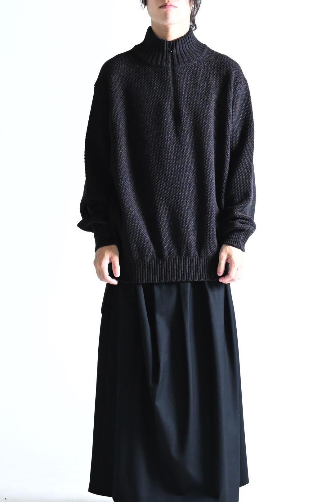 crepuscule Wool Kanoko Half Zip Pullover Black - BISHOOL,Edwina