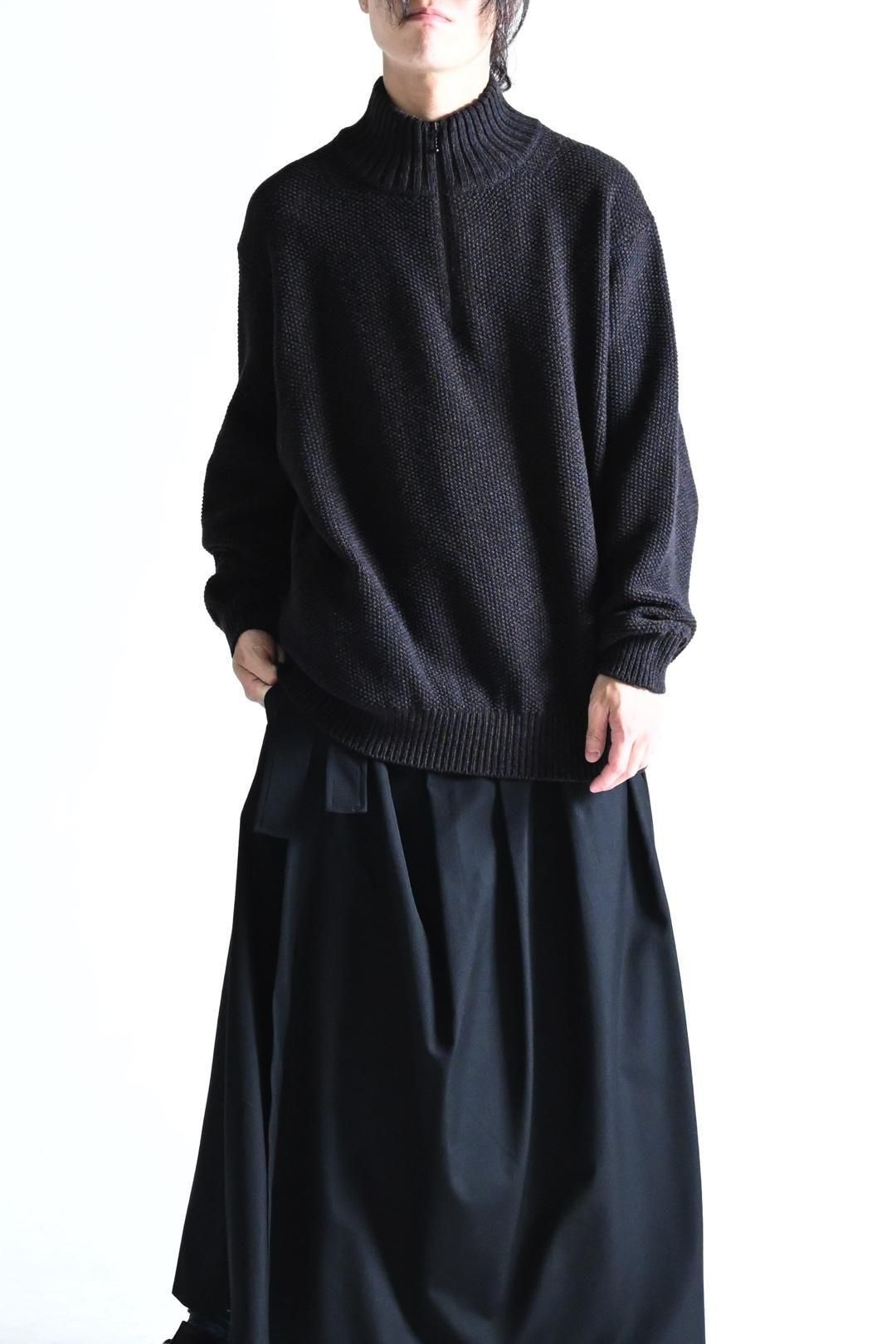 crepuscule Wool Kanoko Half Zip Pullover Black - BISHOOL,Edwina