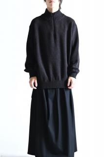 crepuscule Wool Kanoko Half Zip Pullover Black