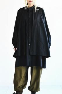 bishool セットアップ BISHOOL] Wool Gabardine Wrap KIMONO Cloth black 尾州産ウール