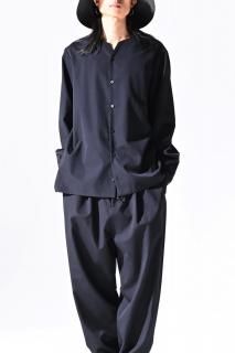 BISHOOL Wool Gabardine 01 Lapel Shirt black