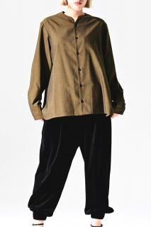 BISHOOL Wool Gabardine 01 Lapel Shirt mustard