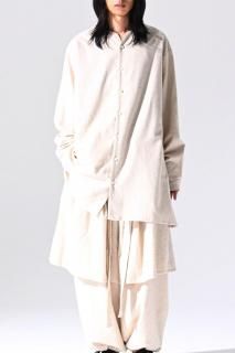BISHOOL Organic Cotton Linen 01 Lapel Oversized Shirt kinari