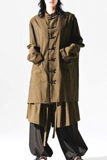 BISHOOL Wool Gabardine China Big Shirt mustard