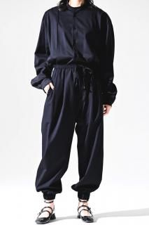 BISHOOL Wool Gabardine Hem Easy Tuck Pants black