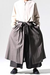 BISHOOL Wool Gabardine Layered  Pants ash blackash beige