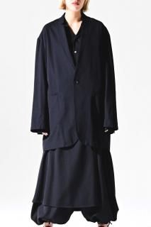 BISHOOL Wool Gabardine 02 Lapel Long Jacket black