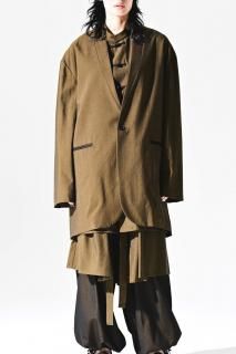 BISHOOL Wool Gabardine 02 Lapel Long Jacket mustard