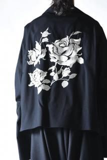 BISHOOL Embroidery Wool Gabardine Big Riders Jacket -white rose-