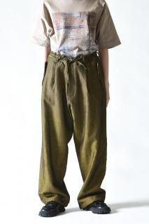 YANTOR Linen Wool 1 Tuck Wide Pants Yellow
