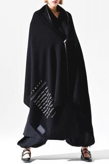 BISHOOL Message Embroidery Leather Piping Cashmere Stole