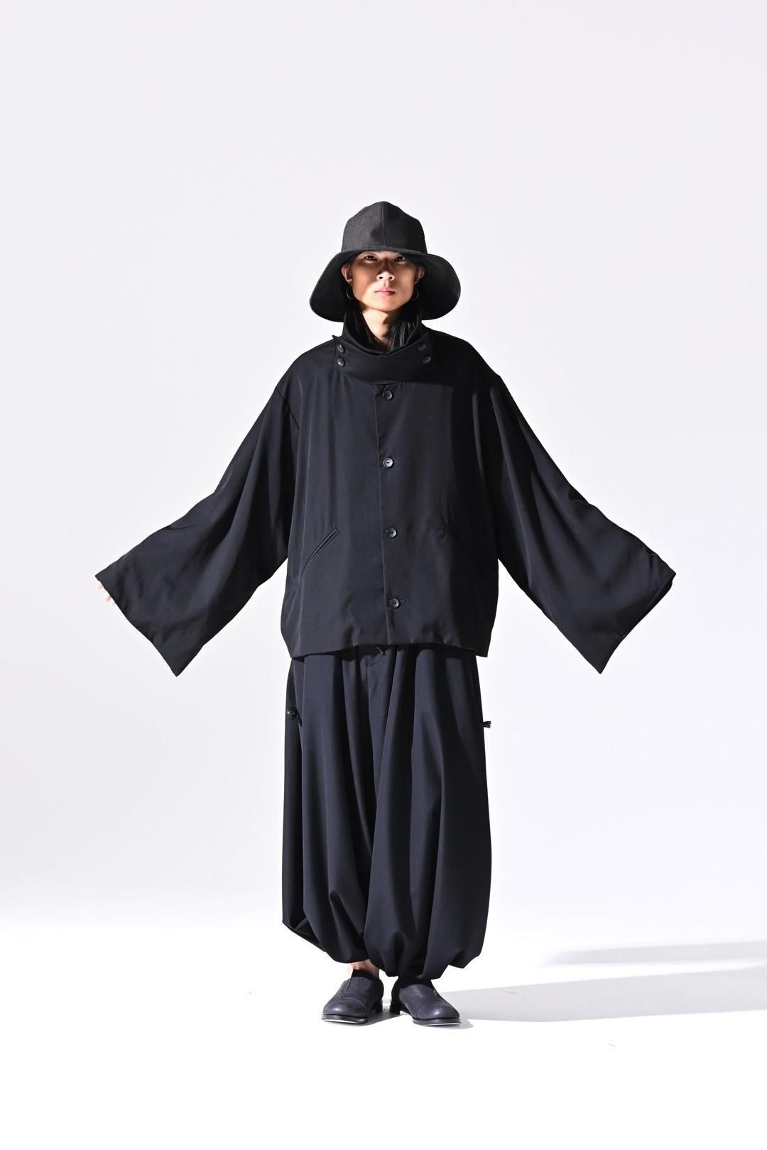 BISHOOL Wool Gabardine KIMONO Sleeve Stand Jacket - BISHOOL
