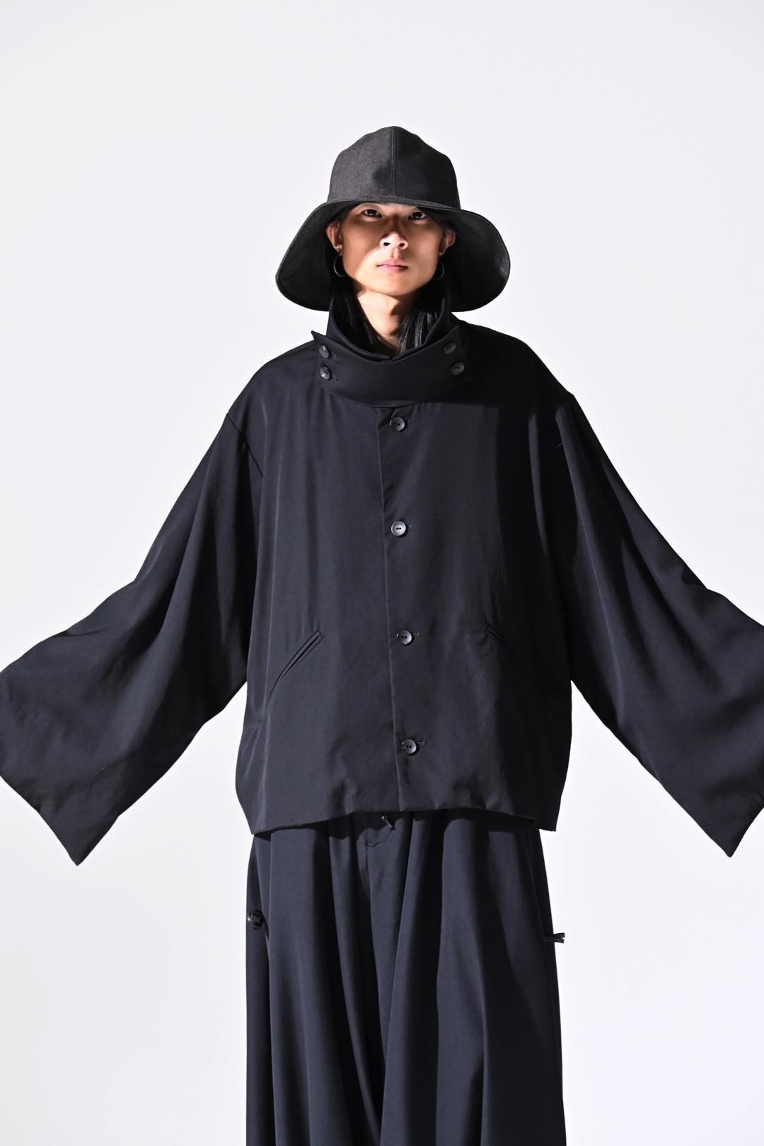 BISHOOL Wool Gabardine KIMONO Sleeve Stand Jacket - BISHOOL