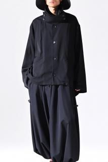 BISHOOL Wool Gabardine KIMONO Sleeve Stand Jacket 
