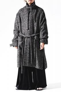 BISHOOL Mohair Nep Tweed 3 Vents Coat black