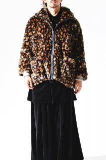 BISHOOL High Neck Zip Blouson -Fur Leopard-
