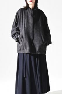 BISHOOL Belted Zip "F" Jacket Wool Tweed black