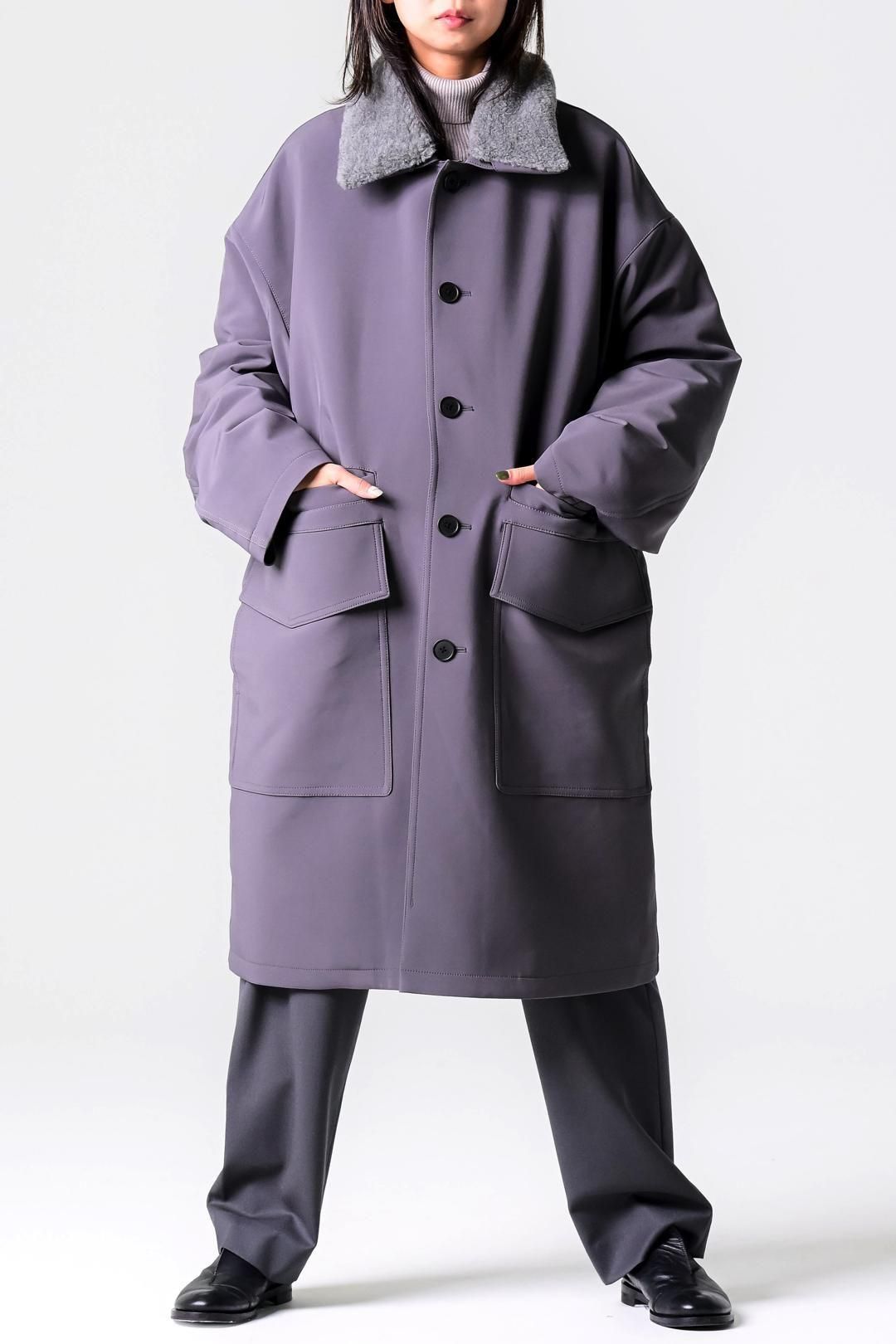 CUINIIE Boa Collar Coat Gray