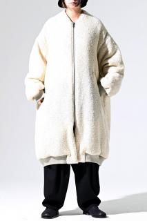 BISHOOL   "" Tweed Oversized Padded Coat ecru