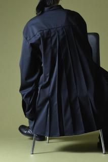 BISHOOL Wool Gabardine  Shirt dark navy