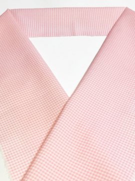 交織　カットクロスの半衿　ギンガムチェック　薄ピンク