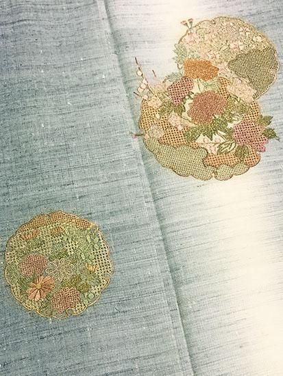 正絹 花刺繍 つけ下げ訪問着着物