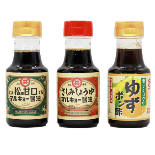土佐の味3種類セット（さしみ醤油・こいくち醤油「松の甘口」・柚子ポン酢　各150mlPET）