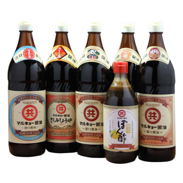 丸共醤油6本セット※ぽん酢360ml、醤油1Lペットボトルとなります