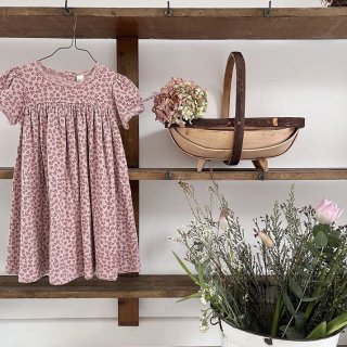 littlecottonclothes maya dress organic pointele floral in rose