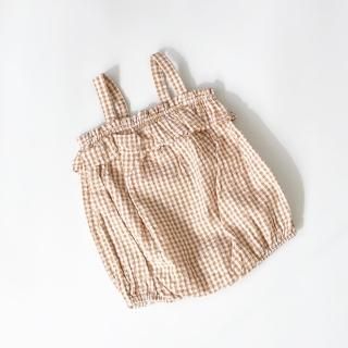 <img class='new_mark_img1' src='https://img.shop-pro.jp/img/new/icons20.gif' style='border:none;display:inline;margin:0px;padding:0px;width:auto;' />little cotton clothes  odetta frilly romper caramel seer sucker gingham 70%off