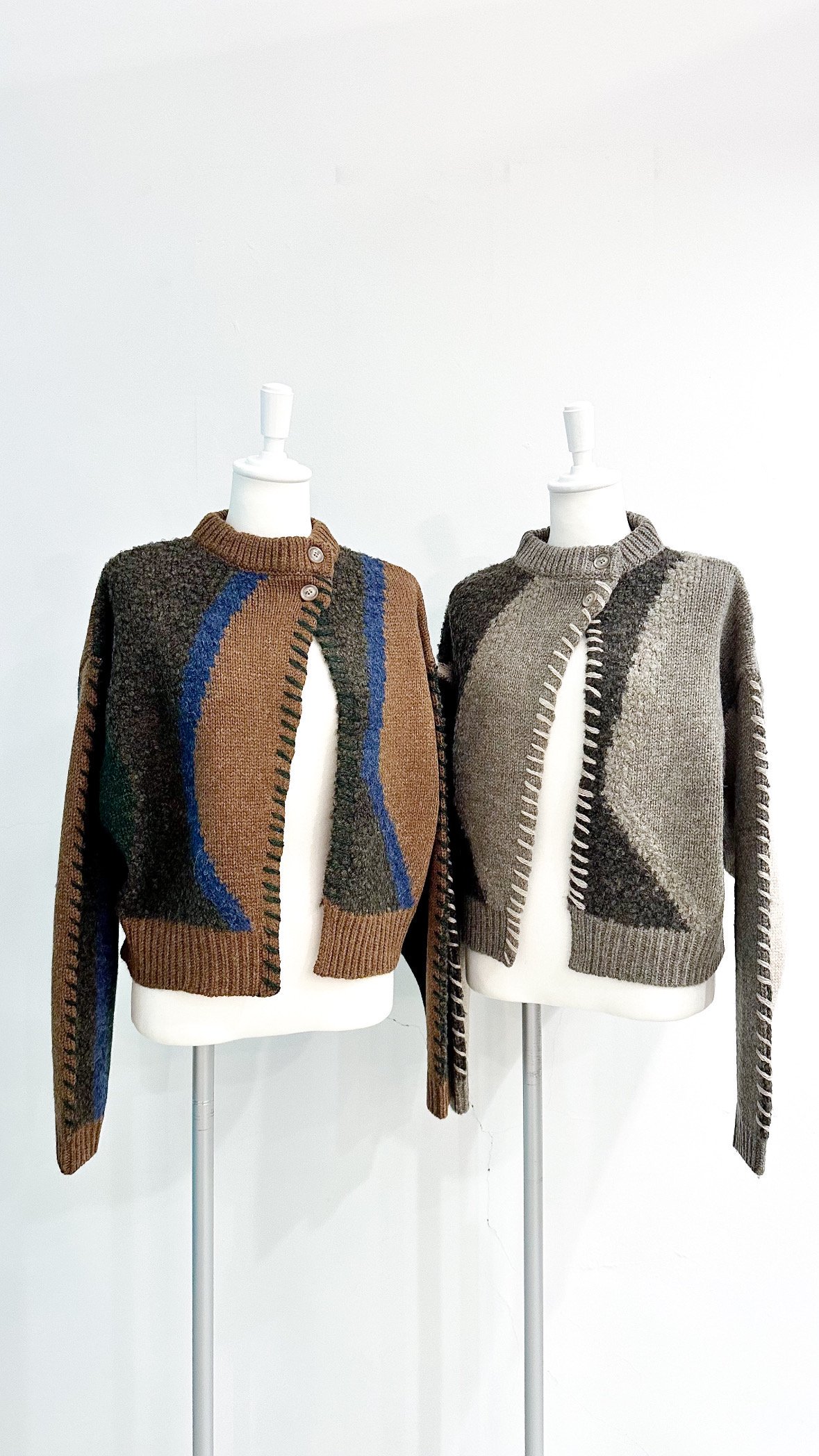 Intarsia Patchwork Cardigan