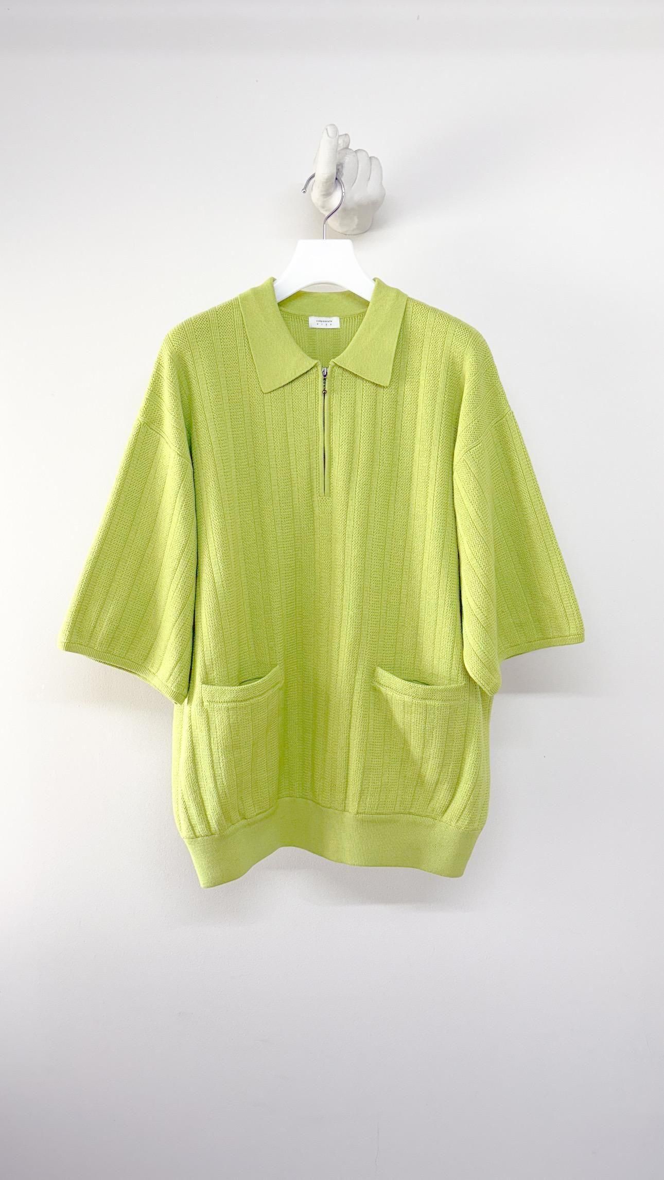 Rib Pattern Half Zip Polo