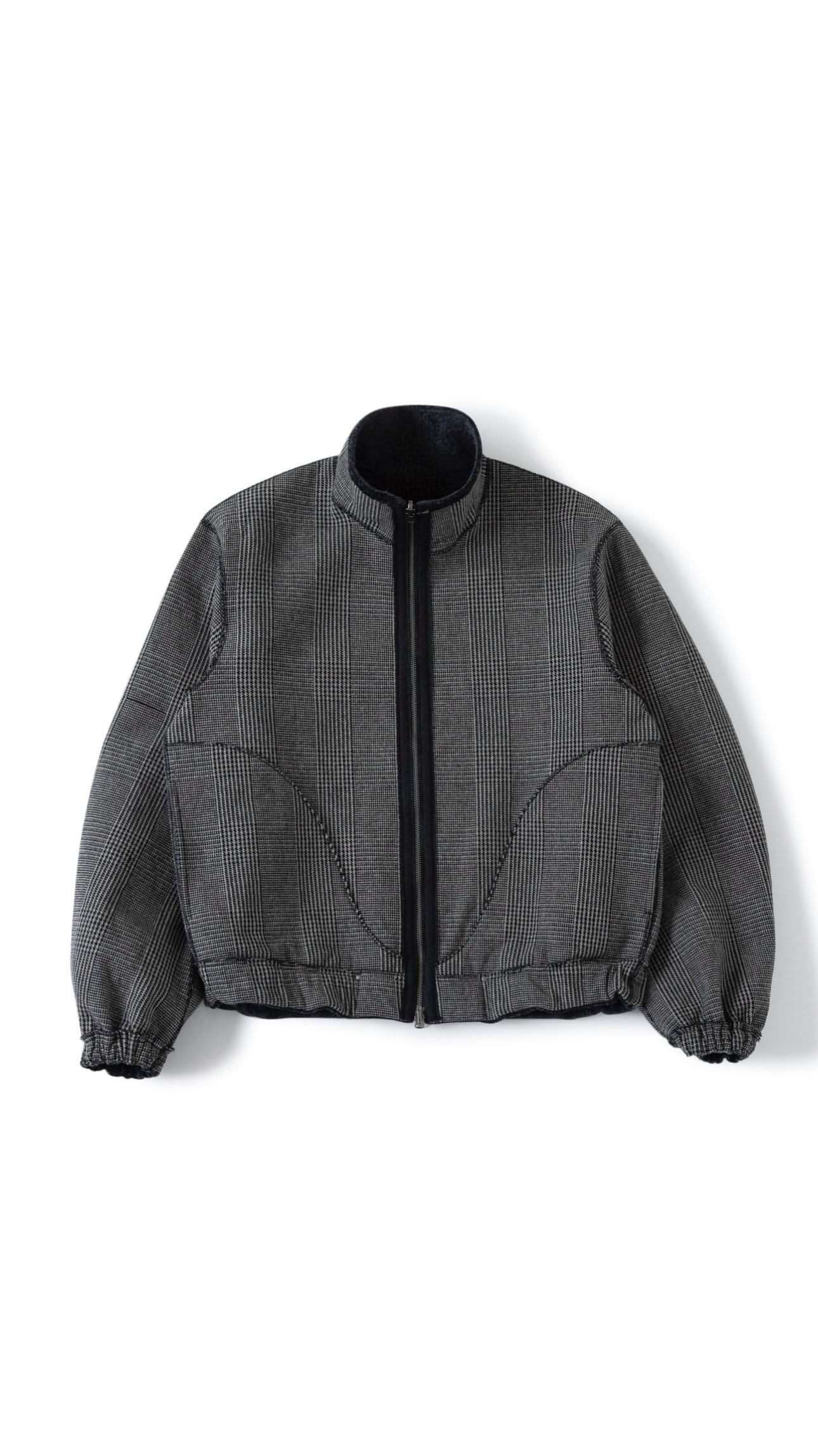 REVERSIBLE STAND NECK BLOUSON - Double Face Fab . Wool & Crush Velour -