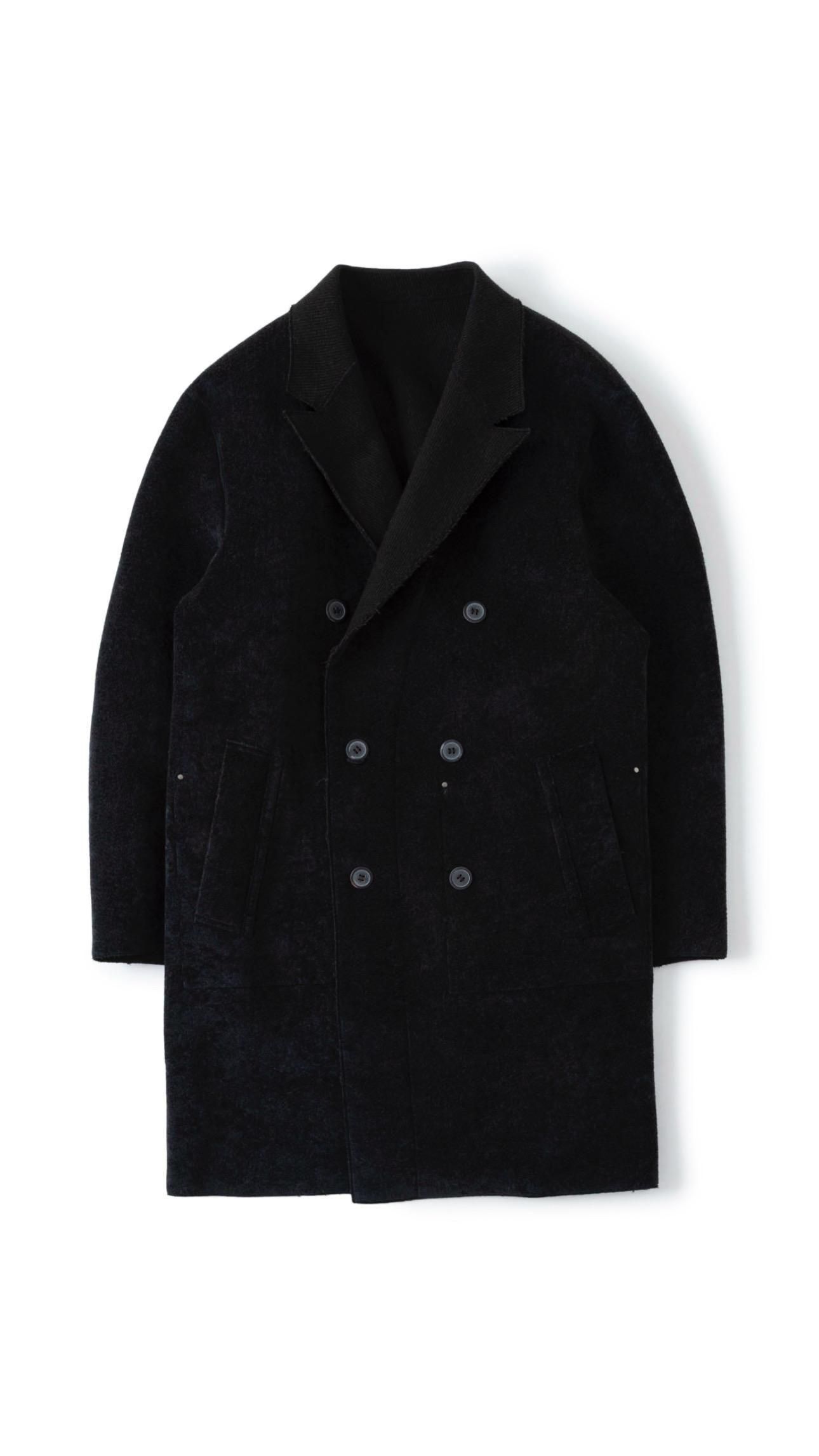 <img class='new_mark_img1' src='https://img.shop-pro.jp/img/new/icons47.gif' style='border:none;display:inline;margin:0px;padding:0px;width:auto;' />REVERSIBLE DOUBLE BREASTED COAT - Double Face Fab . Wool & Crush Velour -