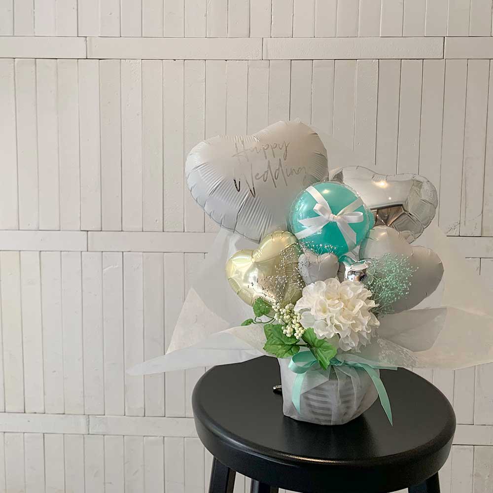 Hills Tiffany Blue Balloon Gift - Table top type - ヒルズティファニーブルーバルーンギフト -  チャビーバルーン 大阪 名古屋 滋賀にあるおしゃれなバルーン電報 バルーン装飾 バルーンギフトのことならチャビーバルーン