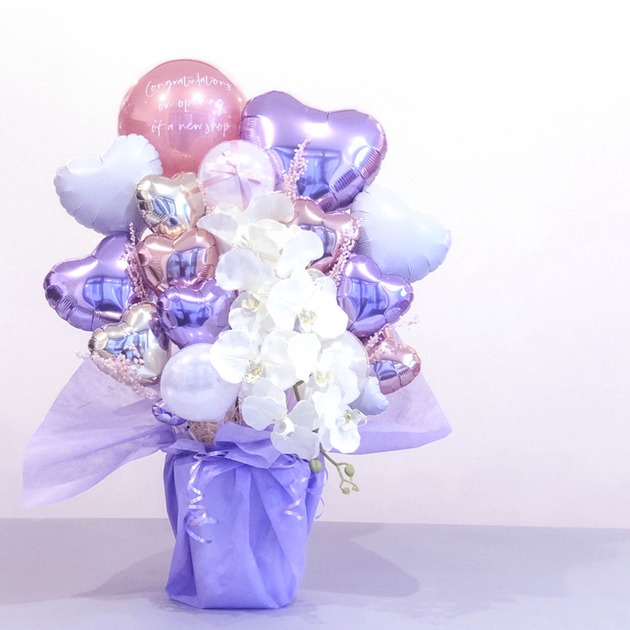Phalaenopsis Balloon Gift - Table top type - 胡蝶蘭バルーンギフト