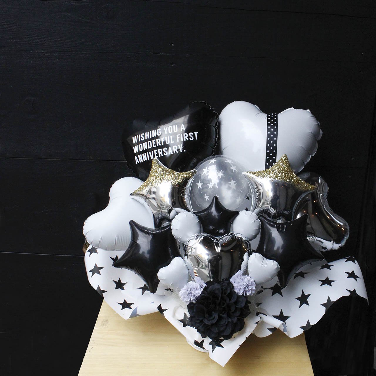 Black Diamond Star Balloon Gift - Table top type - ブラックダイヤモンドスターバルーンギフト