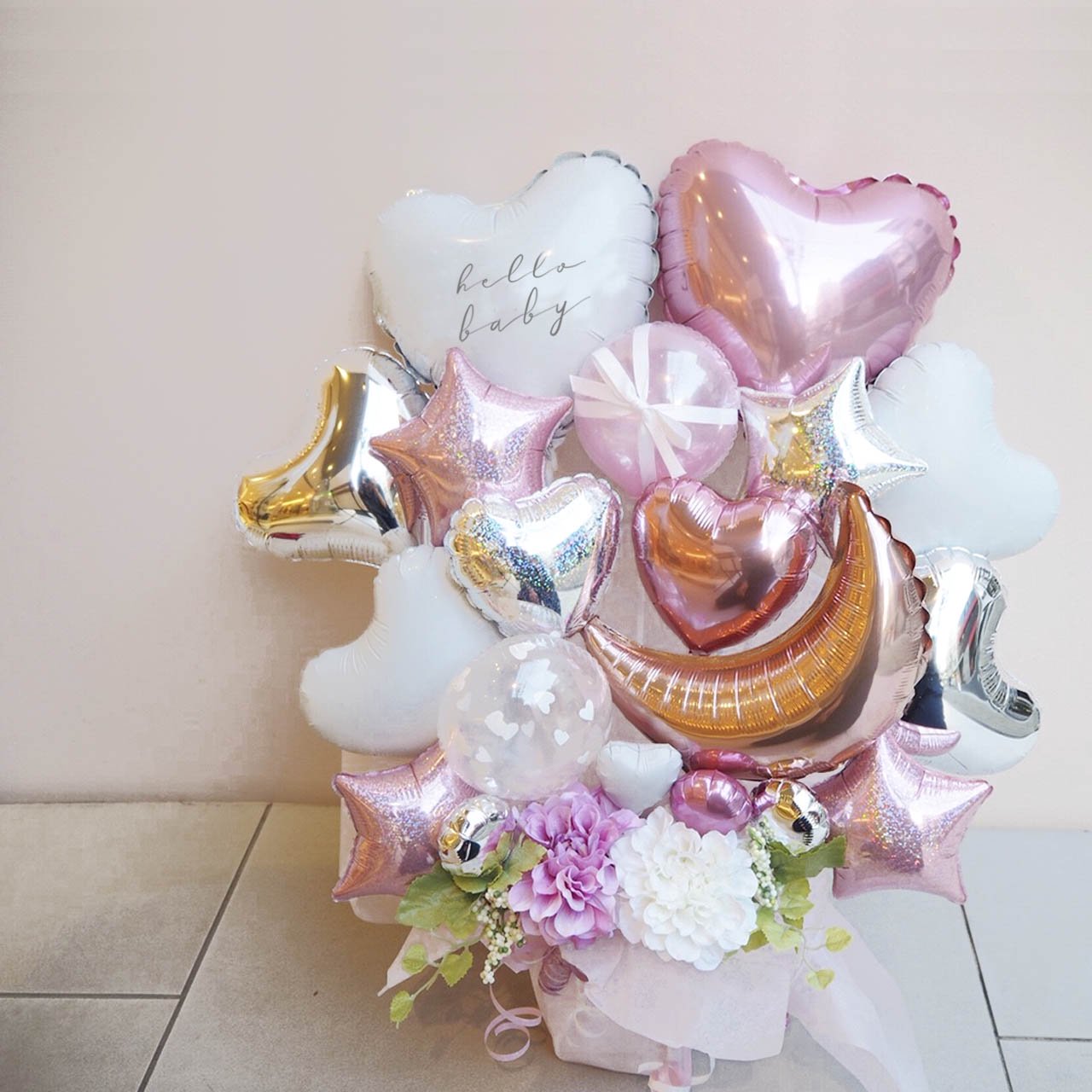 Anela Pink Balloon Gift - Table top type - アネラピンクバルーンギフト - チャビーバルーン 大阪 名古屋  滋賀にあるおしゃれなバルーン電報 バルーン装飾 バルーンギフトのことならチャビーバルーン