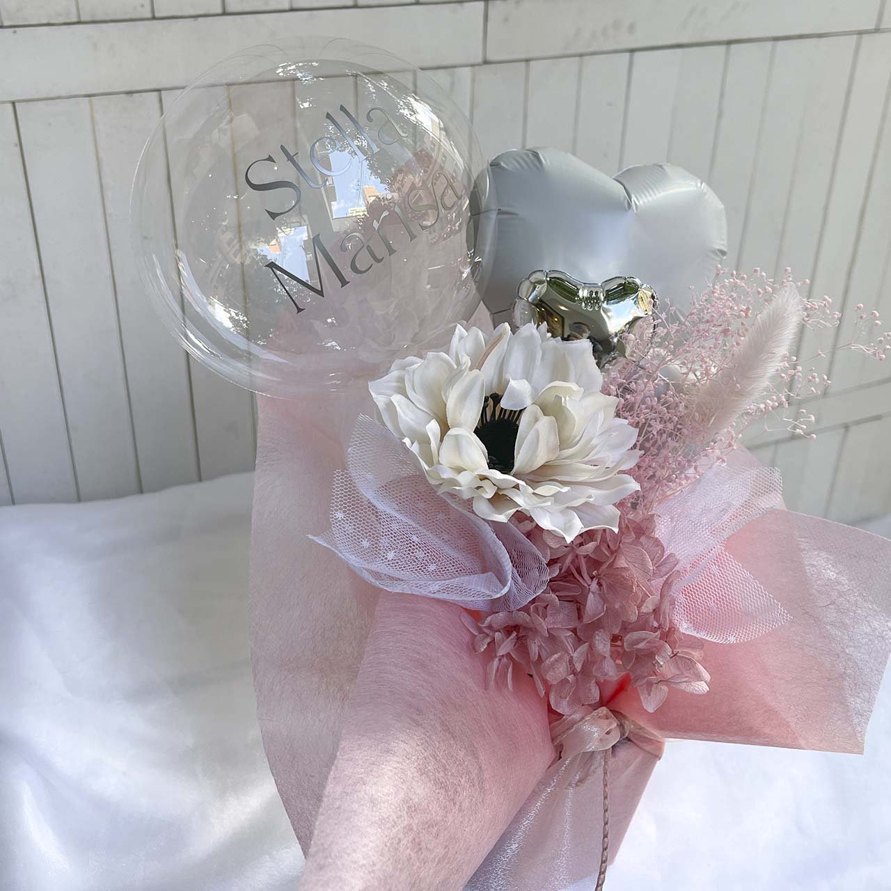 Maris Pink Mini Balloon Gift - Table top type - マリスピンクミニバルーンギフト - チャビーバルーン  大阪 名古屋 滋賀にあるおしゃれなバルーン電報 バルーン装飾 バルーンギフトのことならチャビーバルーン