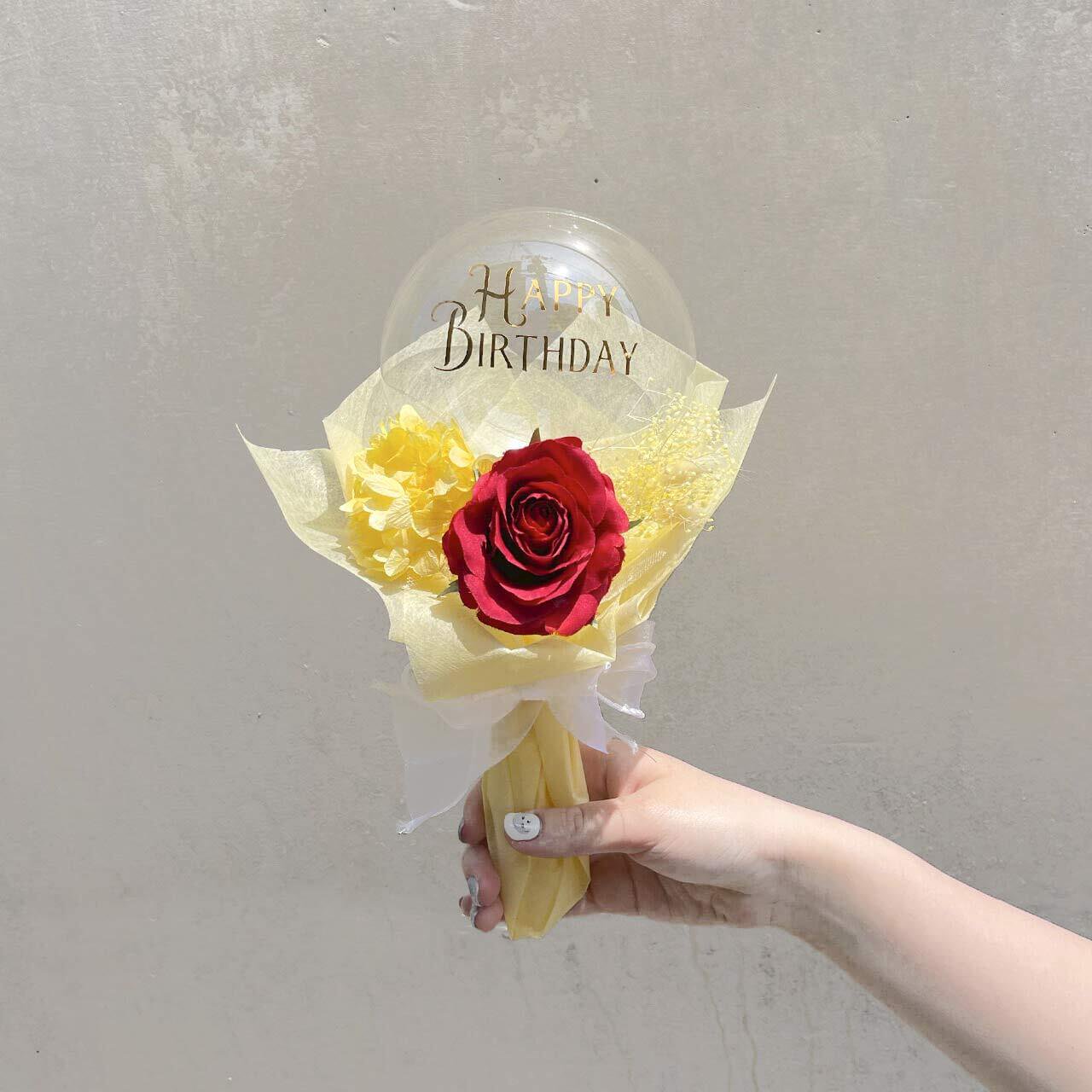 Beauty & Beast Mini Bouquet - Flower Balloon Bouquet - 美女と野獣カラーフラワーバルーンブーケ