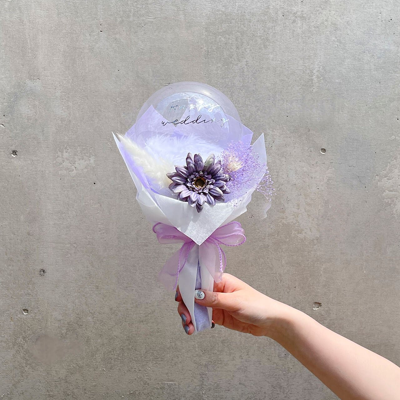 Stella purple Mini Bouquet - ステラ パープル フラワーバルーンブーケ
