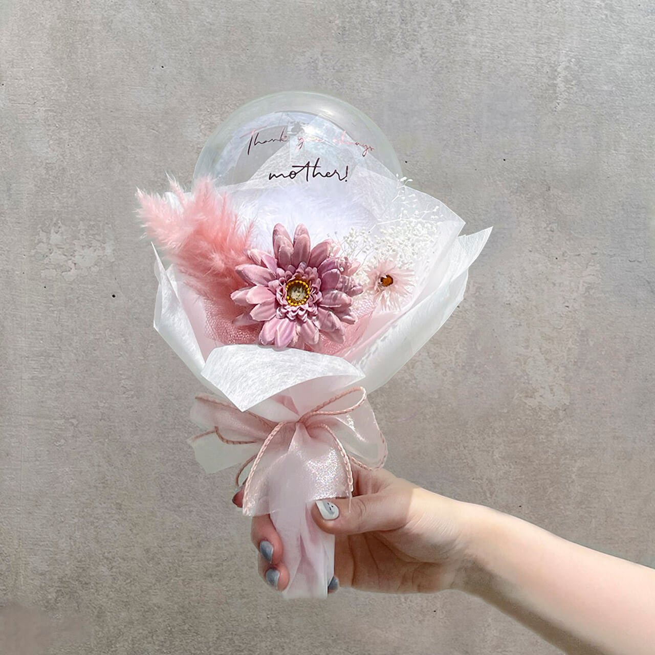 Stella rose Mini Bouquet - Flower Balloon Bouquet - ステラ ローズ フラワーバルーンブーケ -  チャビーバルーン 大阪 名古屋 滋賀にあるおしゃれなバルーン電報 バルーン装飾 バルーンギフトのことならチャビーバルーン