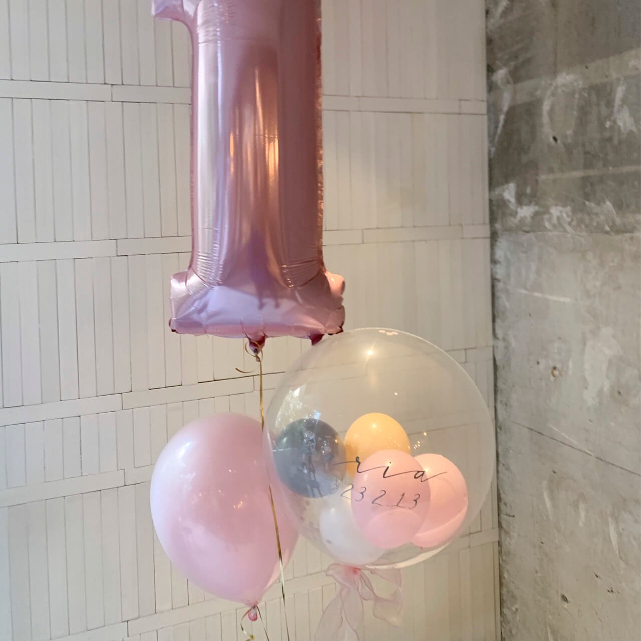 周年祝い/誕生日】Number Mix Pink Float Balloon お好きな数字が