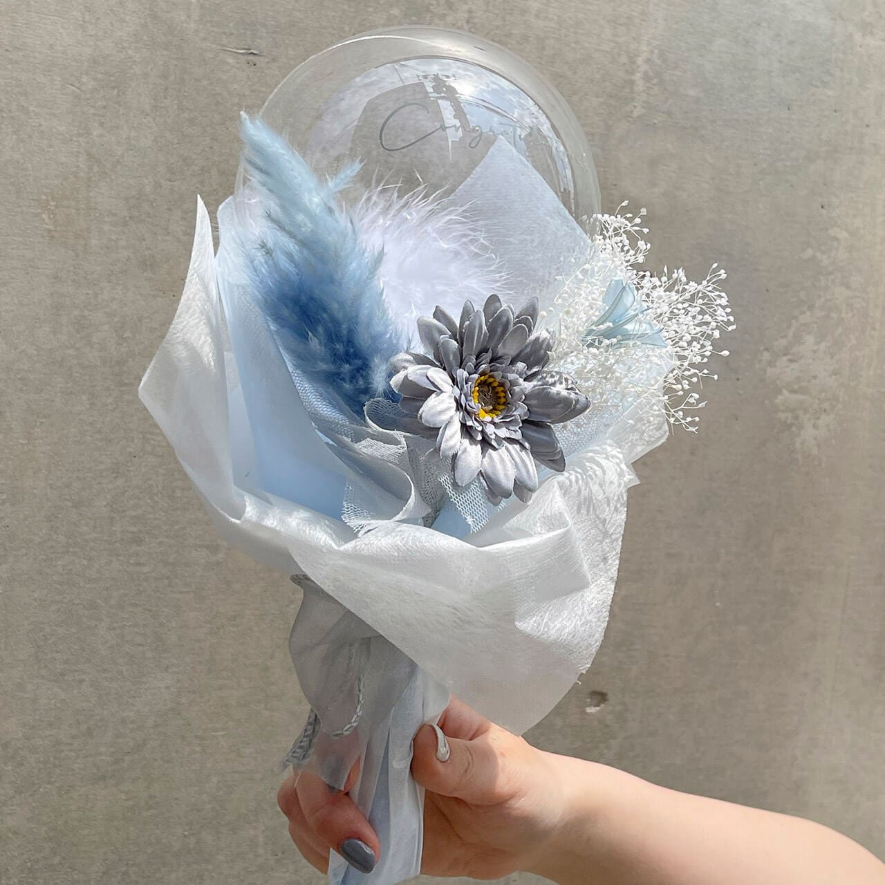 Stella bule Mini Bouquet - Flower Balloon Bouquet - ステラブルーフラワーバルーンブーケ - チャビー バルーン 大阪 名古屋 滋賀にあるおしゃれなバルーン電報 バルーン装飾 バルーンギフトのことならチャビーバルーン