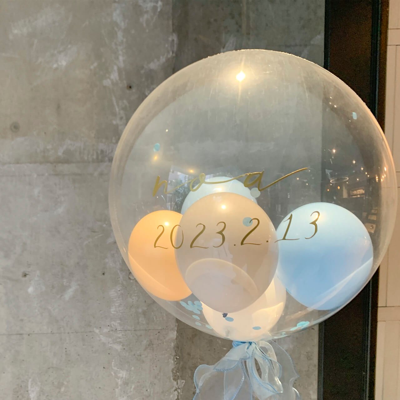 Clear Balloon Baby Blue Float Balloon - Float type -  クリアバルーンベイビーブルーヘリウムバルーンギフト - チャビーバルーン 大阪 名古屋 滋賀にあるおしゃれなバルーン電報 バルーン装飾  バルーンギフトのことならチャビーバルーン