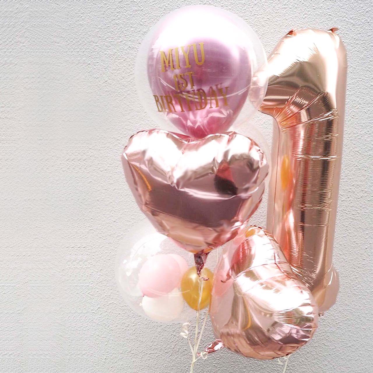 Bright Rose Gold Float Balloon お好きな数字が選べる - Float type - ナンバーミックスヘリウムバルーンギフト