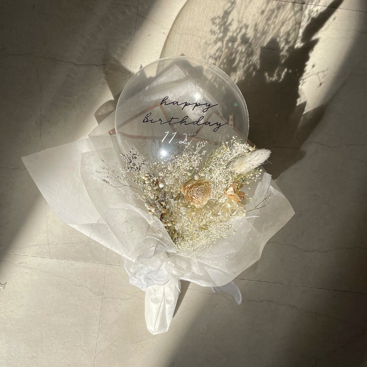 San bruno White Bouquet - Flower Balloon Bouquet - サンブルーノ ホワイト フラワーバルーンブーケ